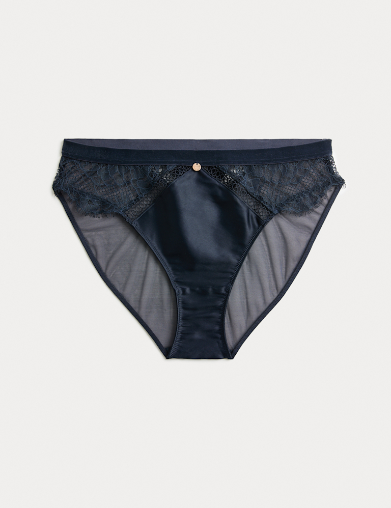 Saffron Satin & Lace High Leg Knickers