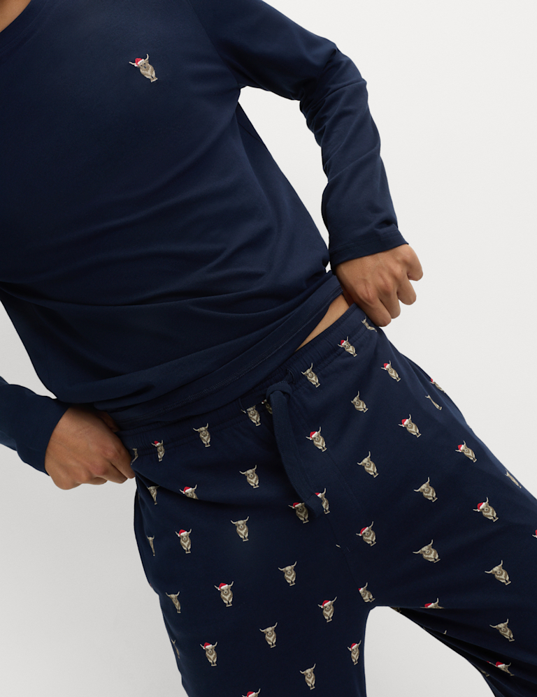 Pure Cotton Highland Cow Christmas Pyjamas