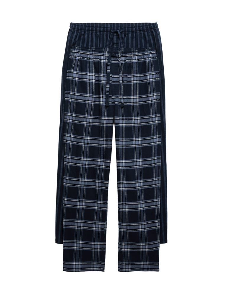 2 Pack Brushed Cotton Pyjama Bottoms