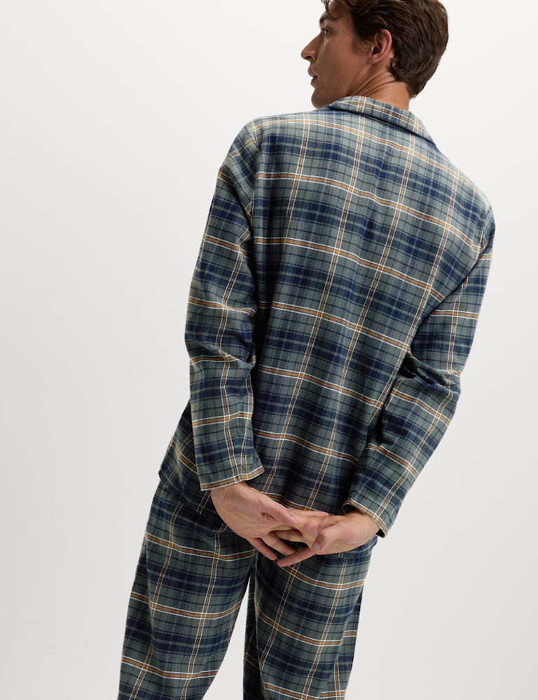 Pure Cotton Brushed Checked Pyjama Set