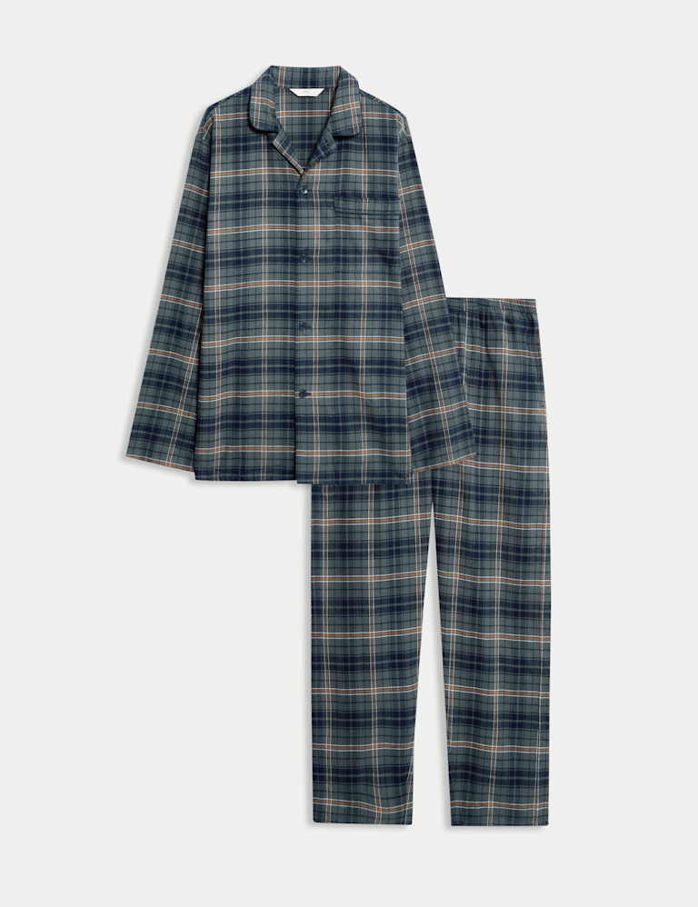 Pure Cotton Brushed Checked Pyjama Set