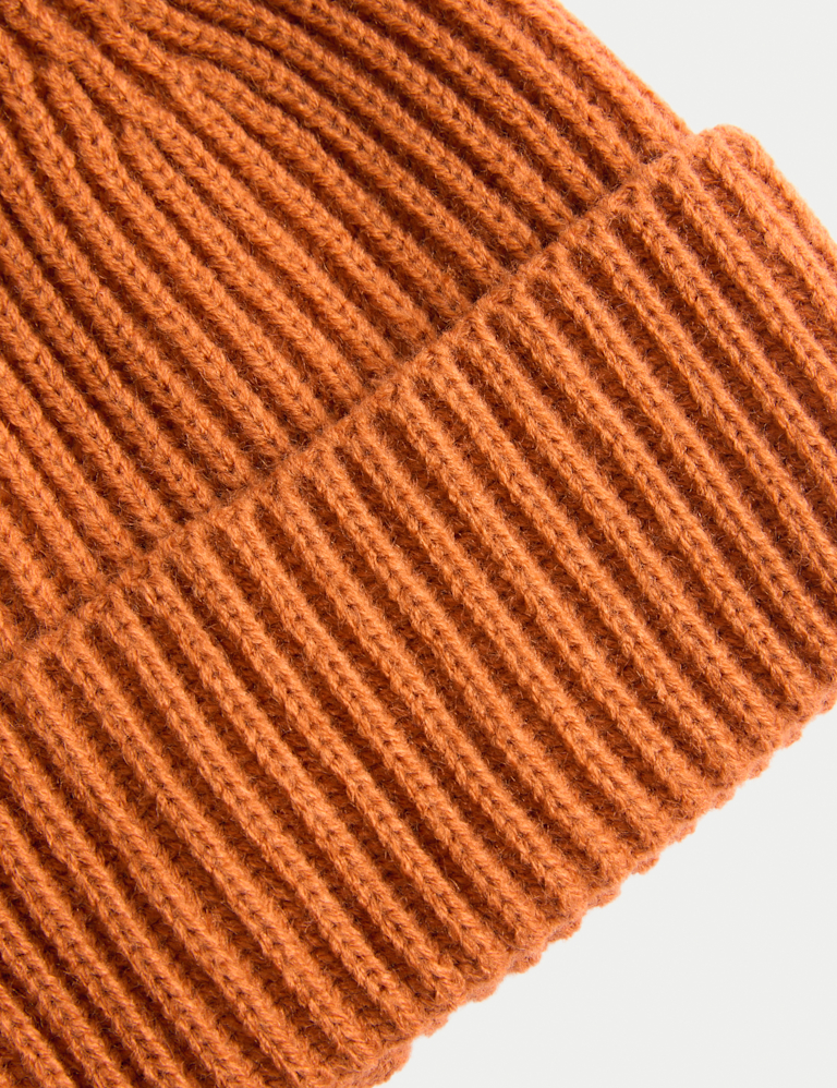 Ribbed Knitted Beanie Hat