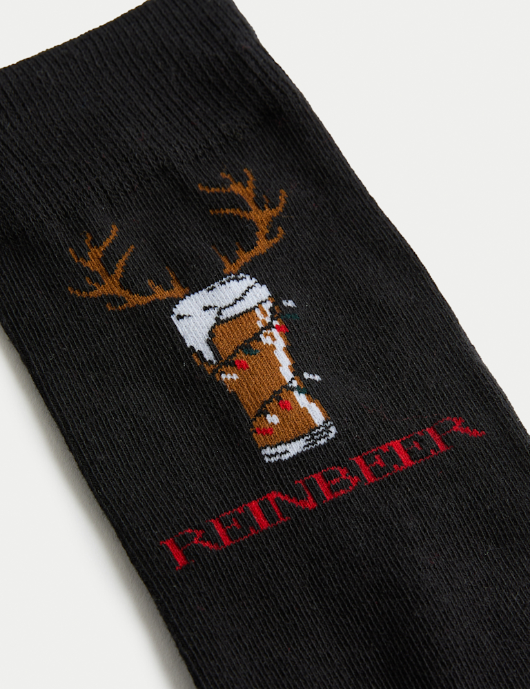 Novelty Christmas Beer Cotton-Rich Socks