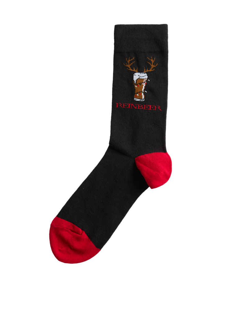 Novelty Christmas Beer Cotton-Rich Socks