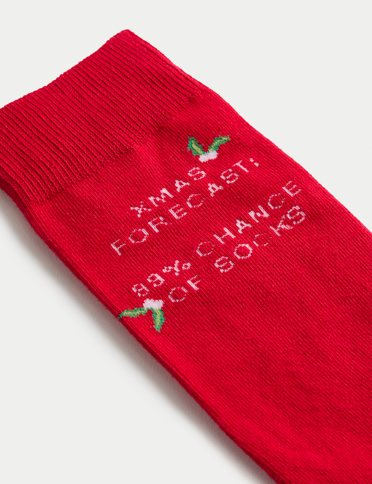 Novelty Christmas Slogan Cotton Rich Socks