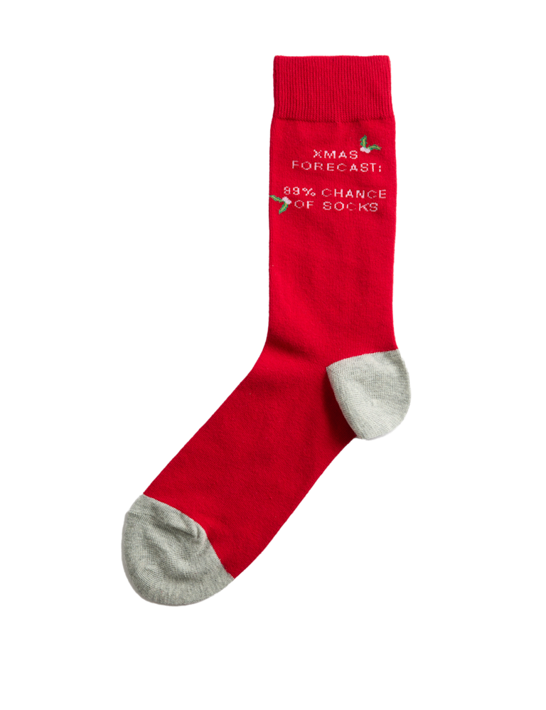 Novelty Christmas Slogan Cotton Rich Socks