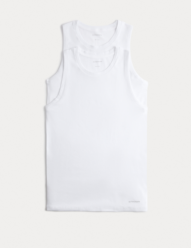 2pk Cotton Rich Ribbed Sleeveless Vests