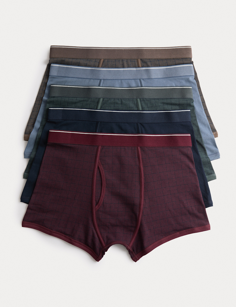 5pk Cotton Stretch Tile Print Trunks 5pk Cotton Stretch Tile Print Trunks