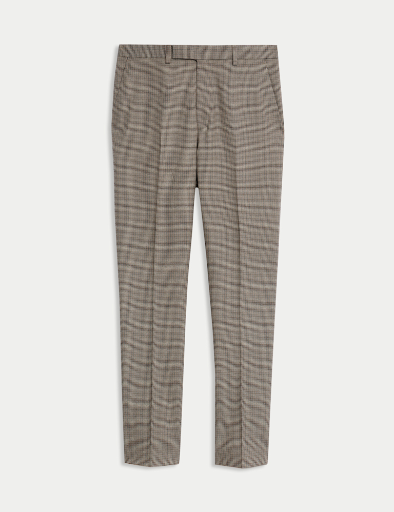 Regular Fit Puppytooth Stretch Suit Trousers