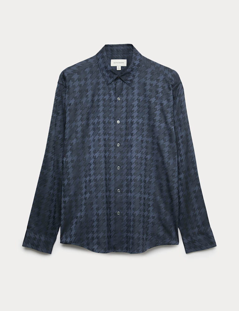 Regular Fit Cotton Rich Houndstooth Shirt