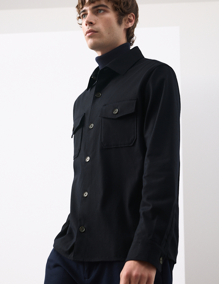 Regular Fit Wool Blend Overshirt