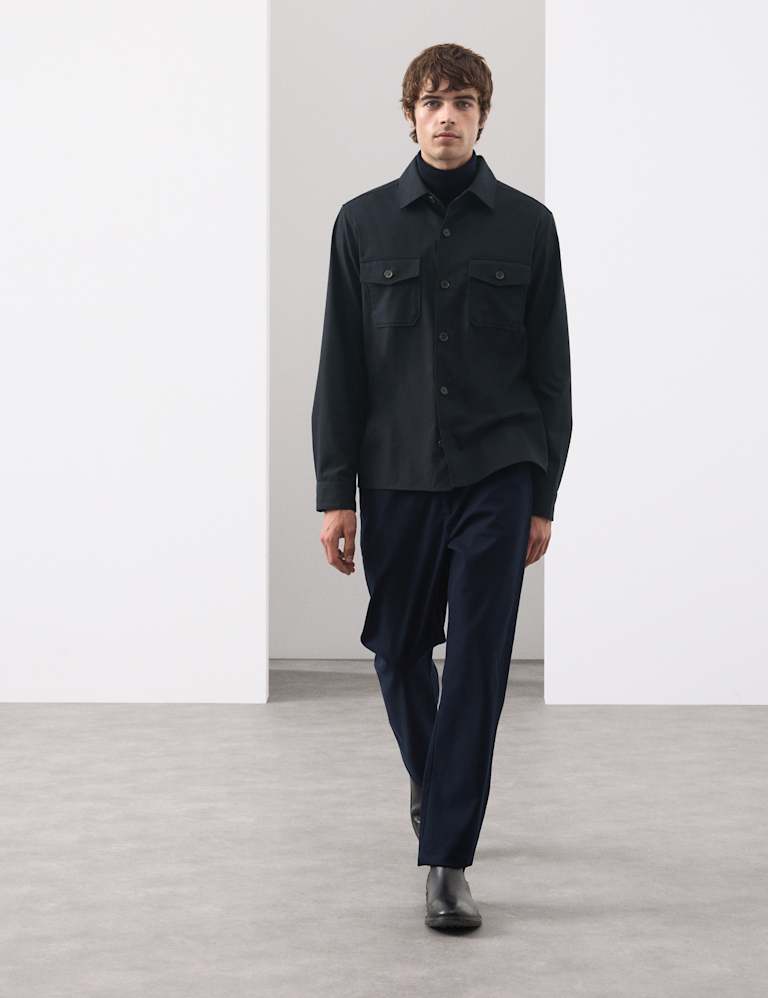 Regular Fit Wool Blend Overshirt