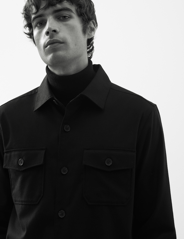 Regular Fit Wool Blend Overshirt