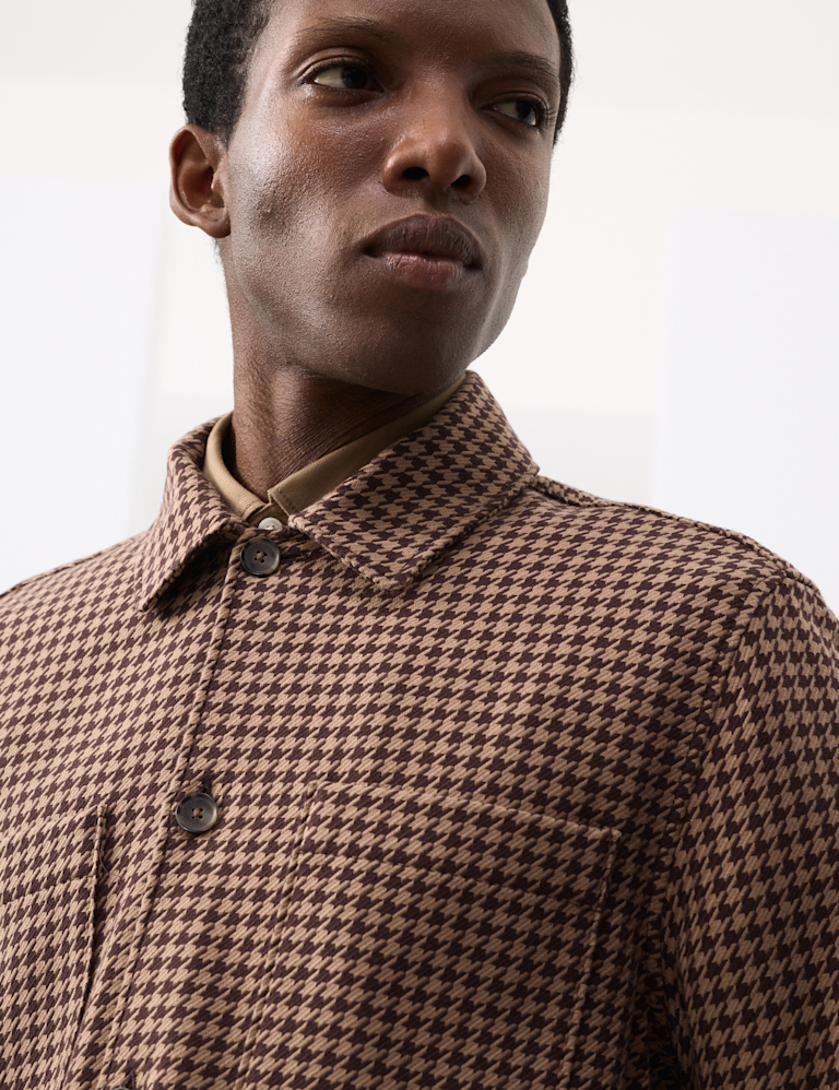 Pure Cotton Puppytooth Overshirt