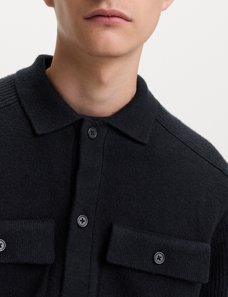 Air-Yarn Button Through Knitted Jacket