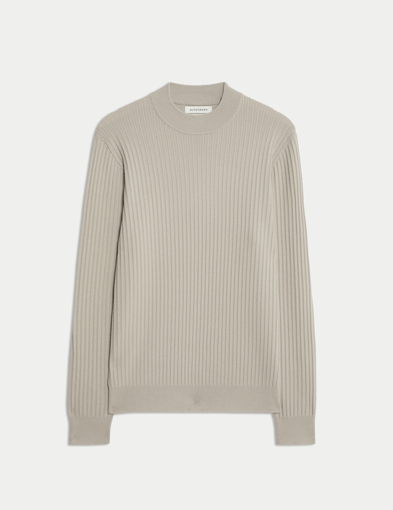 Merino Blend Rib Mock Neck Jumper