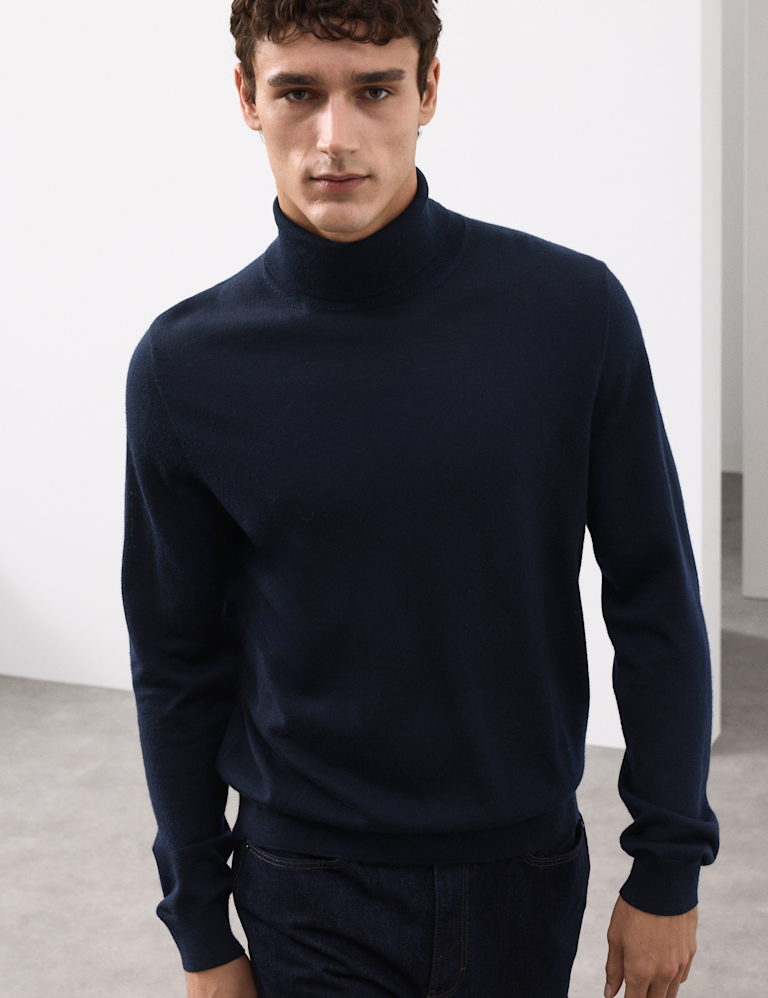 Pure Extra Fine Merino Wool Roll Neck Jumper Pure Extra Fine Merino Wool Roll Neck Jumper