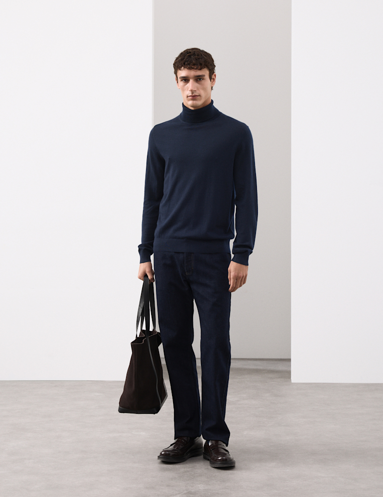 Pure Extra Fine Merino Wool Roll Neck Jumper