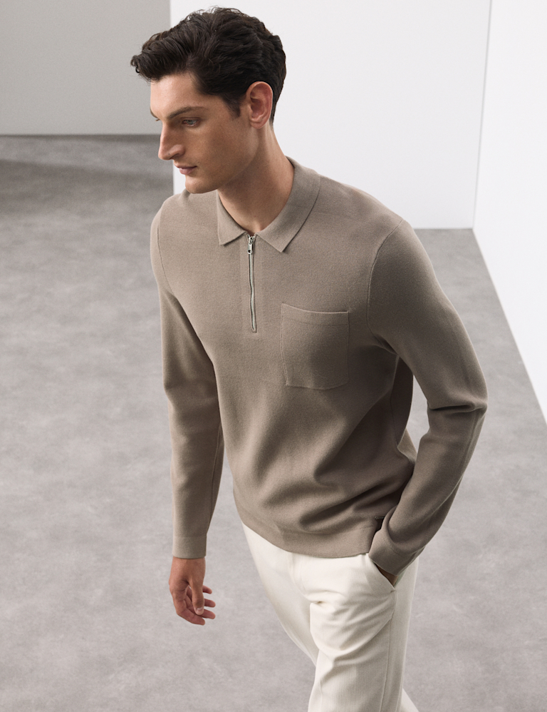 Milano Knit Relaxed Half Zip Polo Shirt