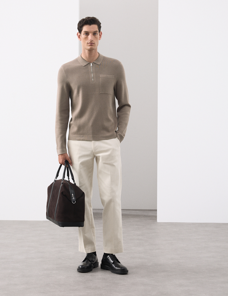 Milano Knit Relaxed Half Zip Polo Shirt