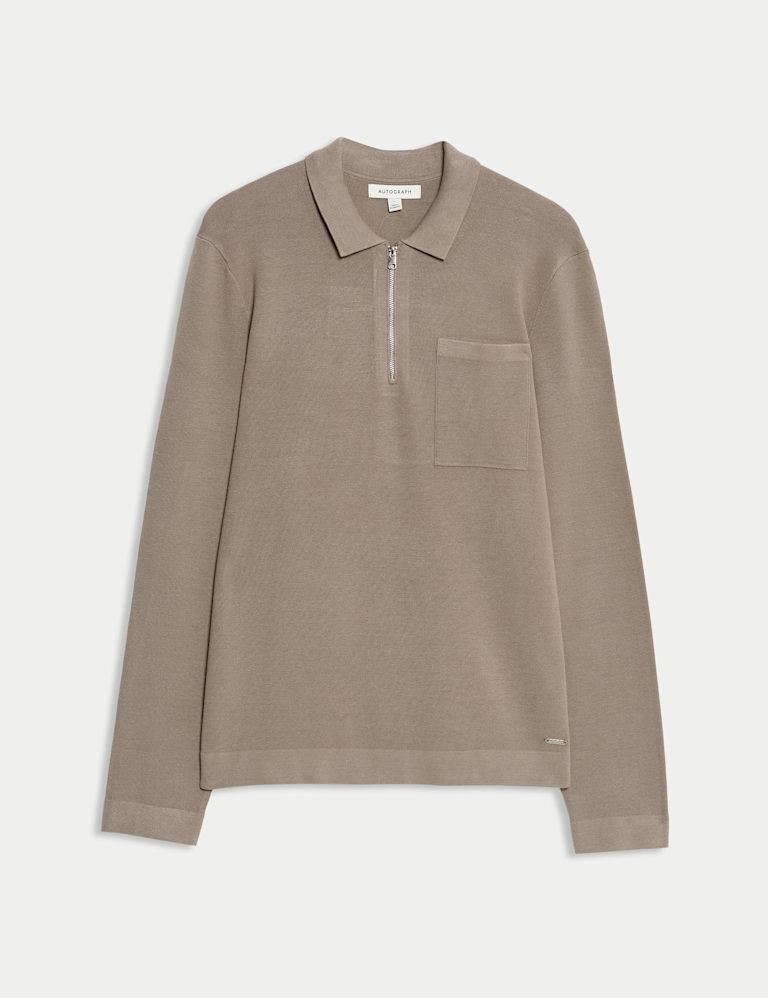 Milano Knit Relaxed Half Zip Polo Shirt