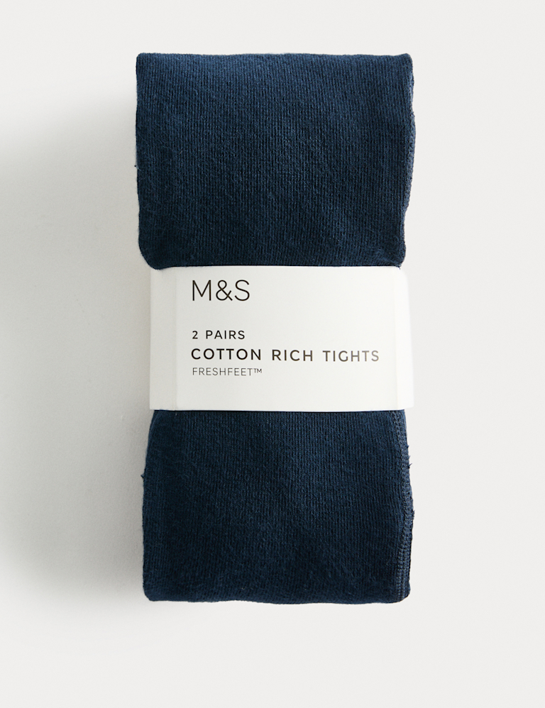 2pk Cotton Rich School Tights (2-16 Yrs)