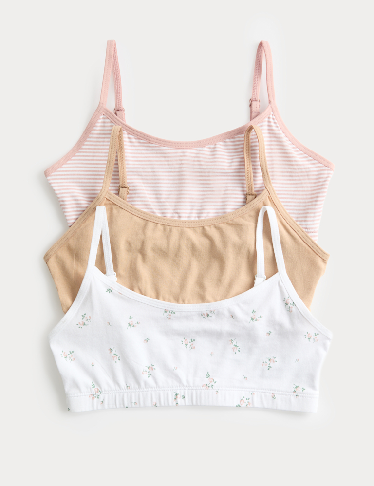 3pk Cotton Rich Ribbed Crop Tops (6-16 Yrs)