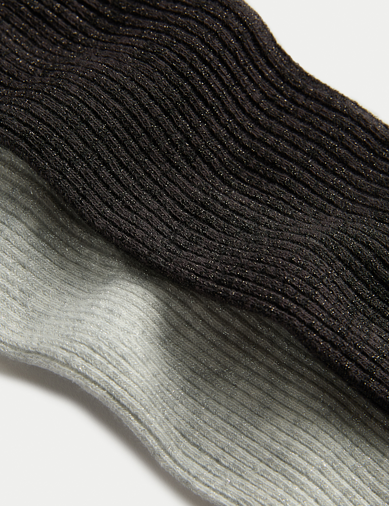 2pk Glitter Rib Tights (2-14 Yrs)