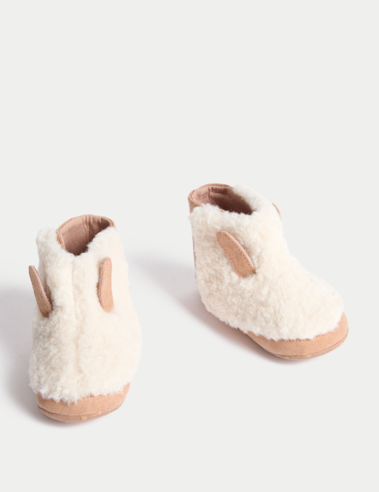 Baby Riptape Faux Fur Pram Shoes (0-18 Months)