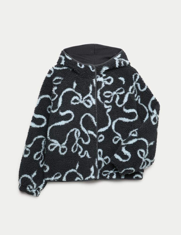 Patterned Hooded Borg Jacket (6-16 Yrs)