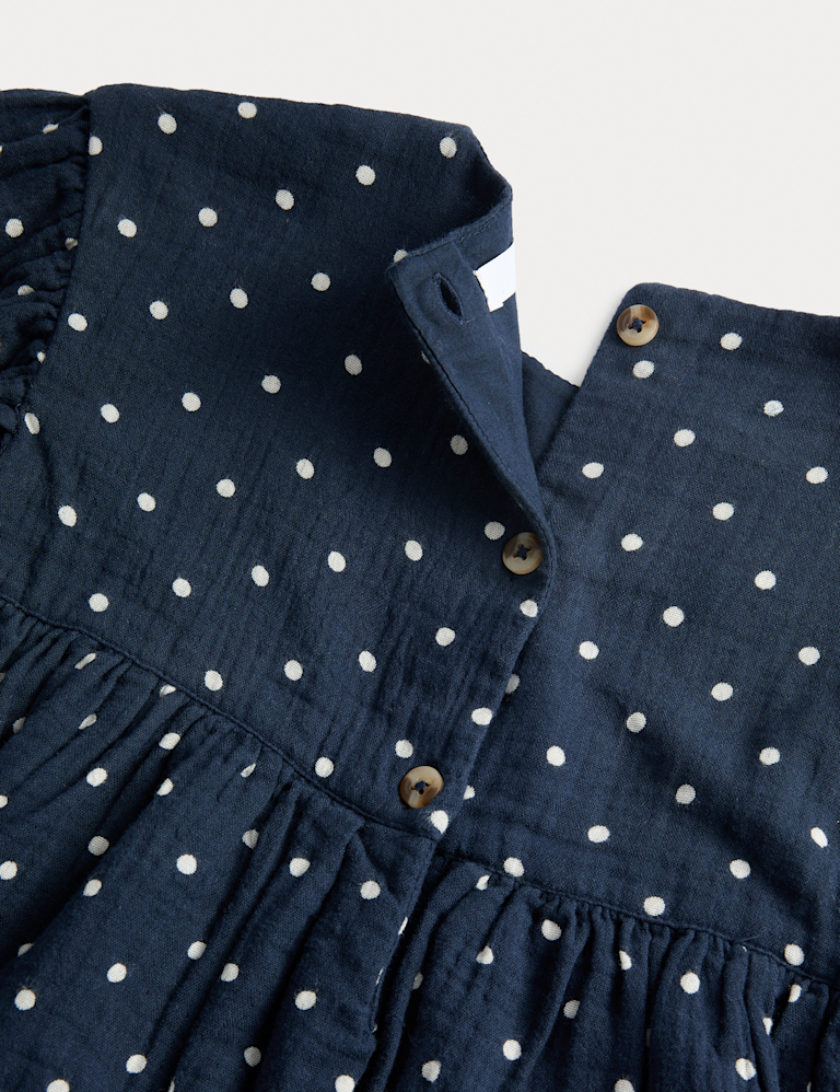 Cotton Rich Polka Dot Dress (1-8 Yrs)