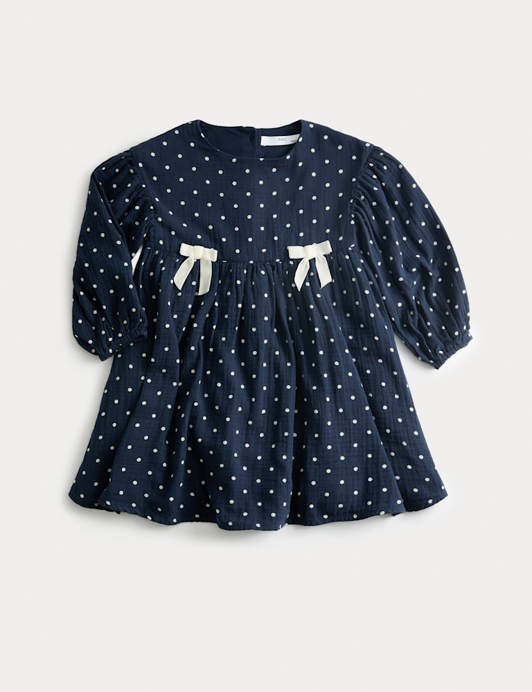 Cotton Rich Polka Dot Dress (1-8 Yrs)