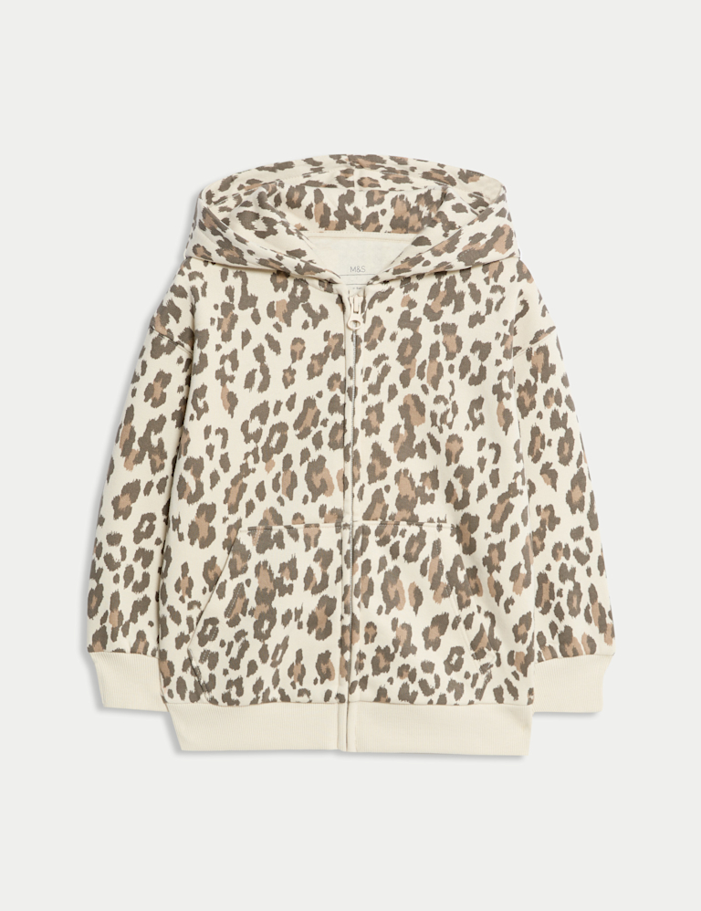 Cotton Rich Leopard Zip Hoodie (2-8 Yrs)