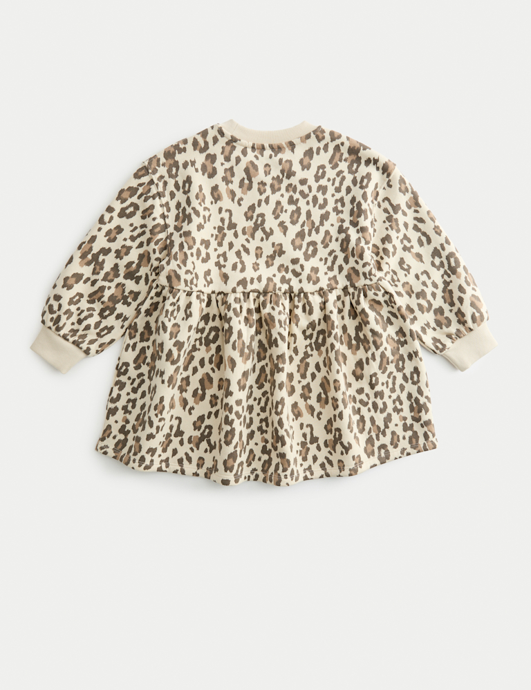 Cotton Rich Leopard Print Sweatshirt Dress (2-8 Yrs)