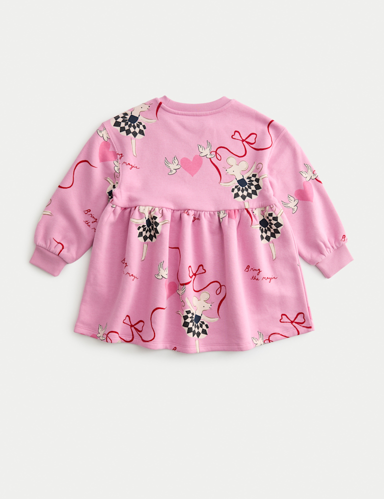 Cotton Rich Printed Sweatshirt Dress (2-8 Yrs)