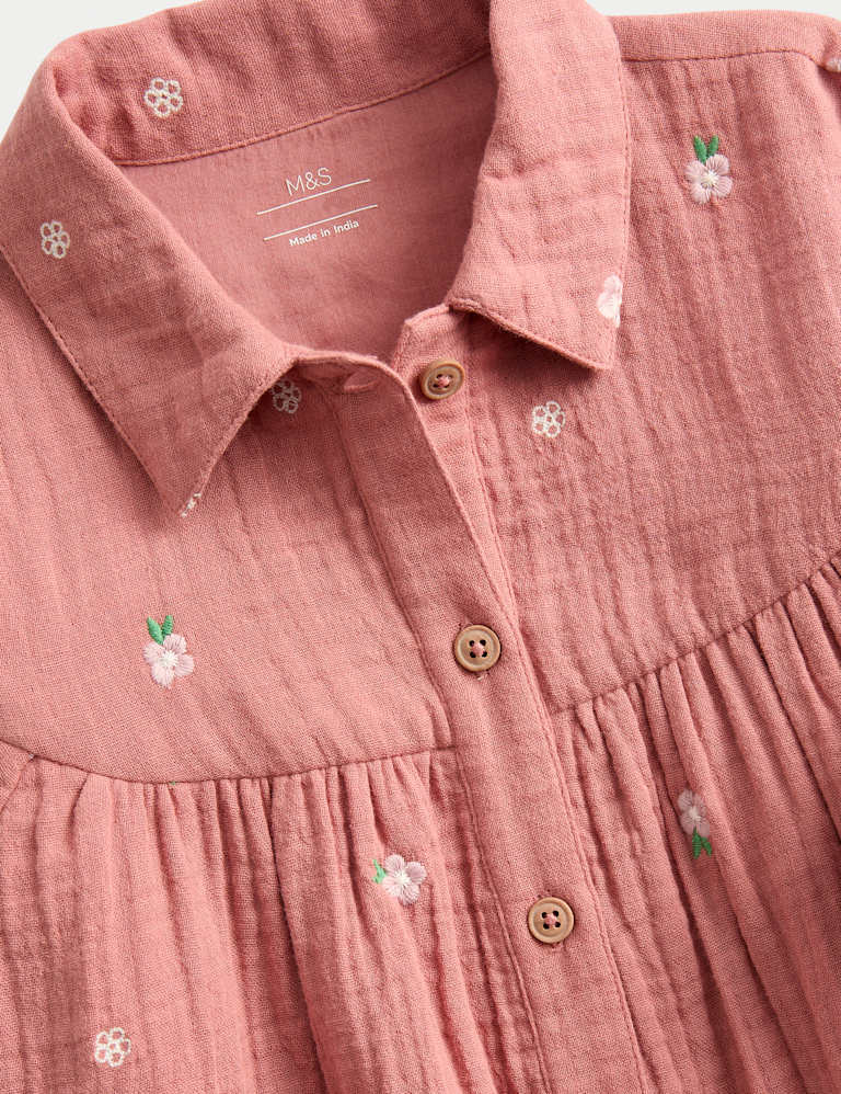 Pure Cotton Embroidered Double Cloth Dress (0 Mths-3 Yrs)