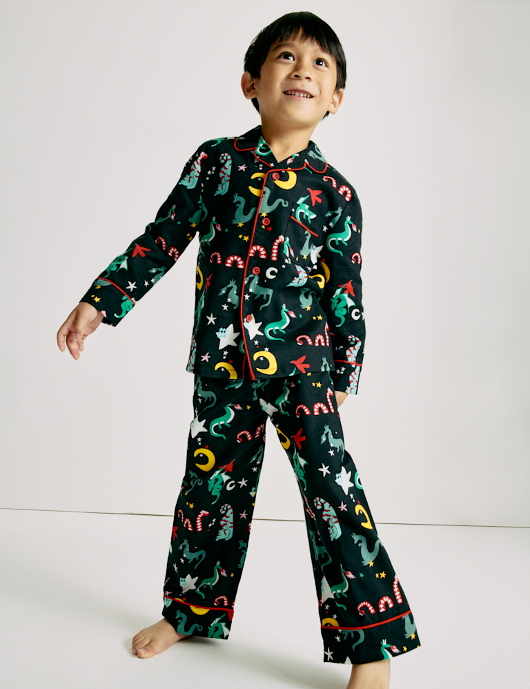 Pure Cotton Dragon Print Pyjamas (0-10 Yrs)