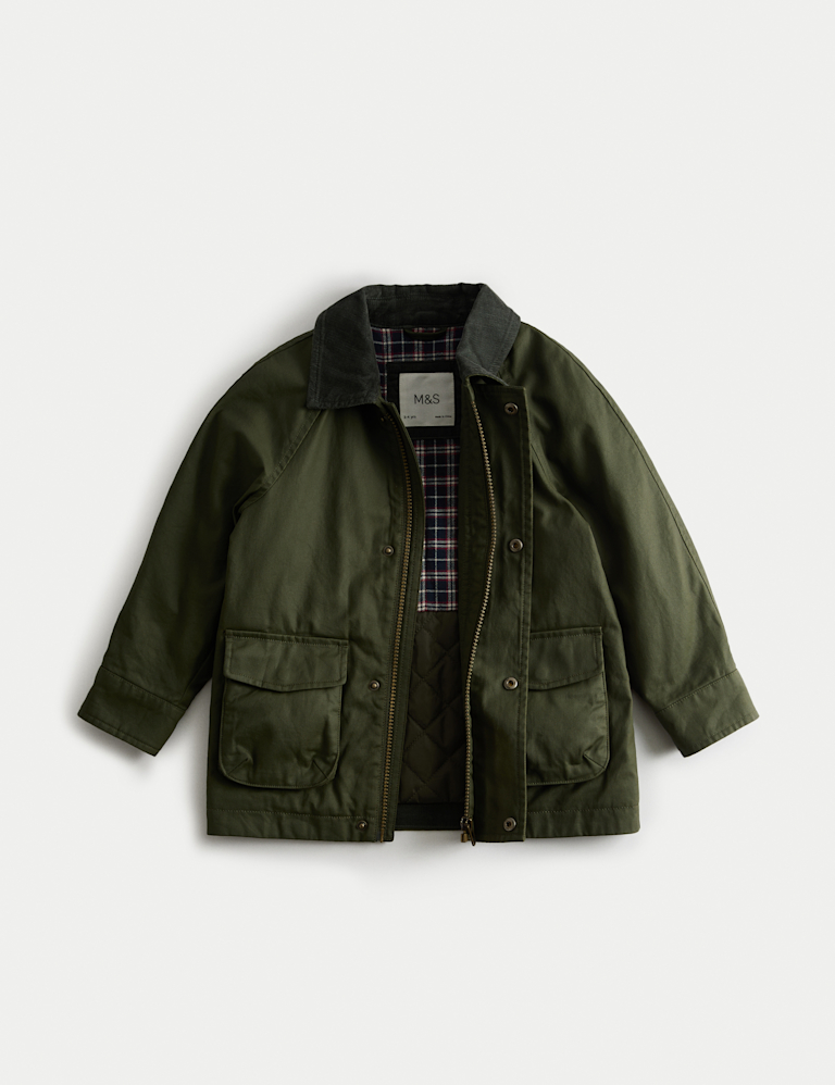 Waxed Jacket With Corduroy Collar (2-8 Yrs)