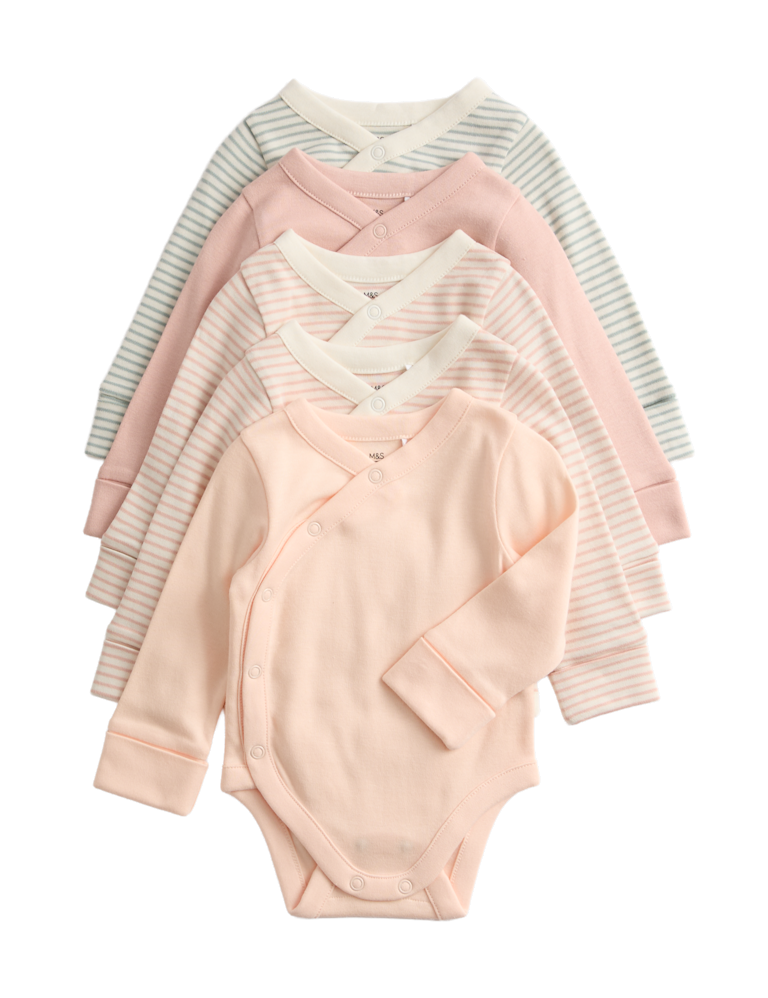 5pk Pure Cotton Striped Bodysuits (0 Mths-3 Yrs)