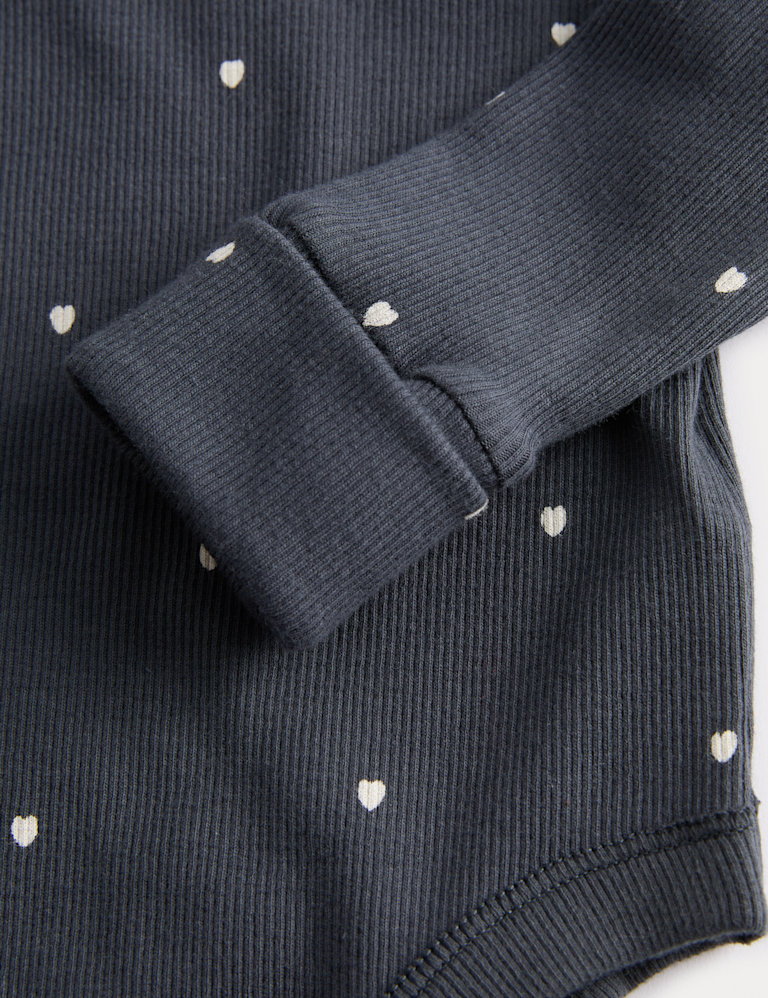 3pk Cotton Rich Heart Long Sleeved Bodysuits (0 Mths-3 Yrs)