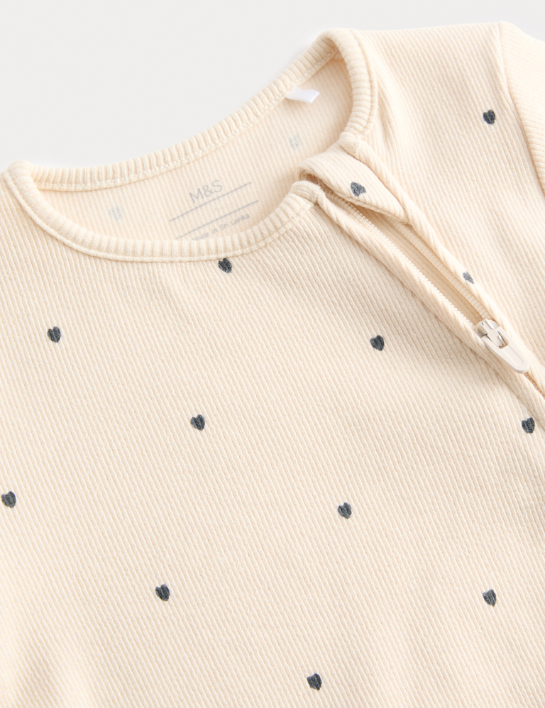 3pk Cotton Rich Heart Ribbed Sleepsuits (6½lbs-3 Yrs)