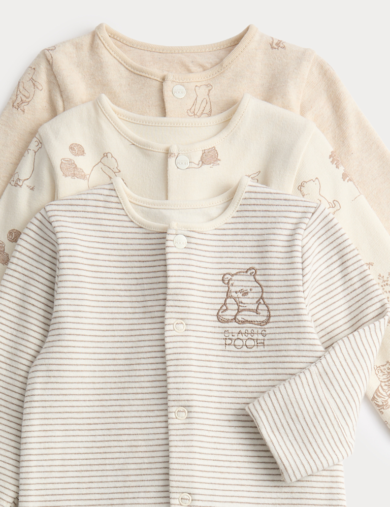3 Pack Pure Cotton Winnie the Pooh™ Sleepsuits (0-3 Years)