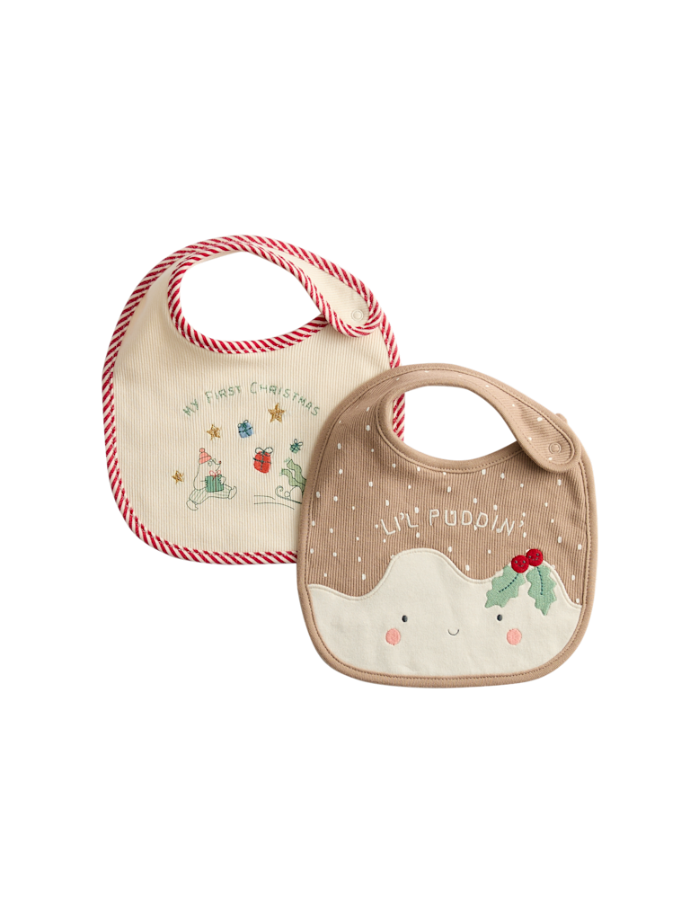 2pk Cotton Rich Christmas Dribble Bibs