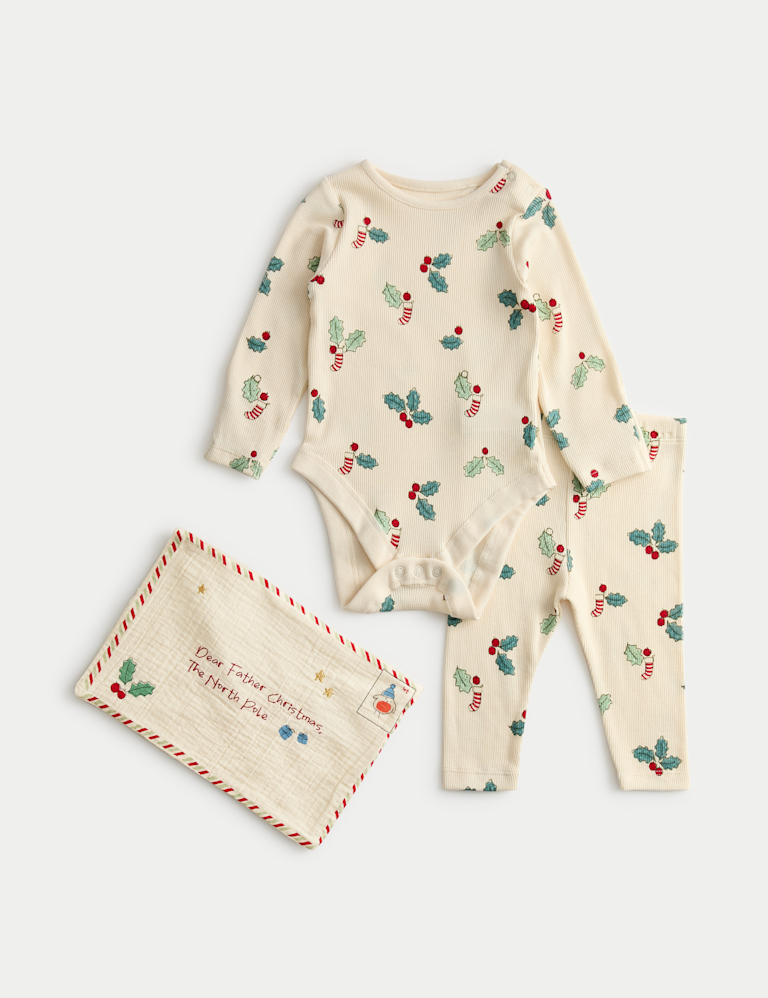 3 Piece Cotton Rich Holly Outfit with Envelope Pouch (Newborn – 12 Months)