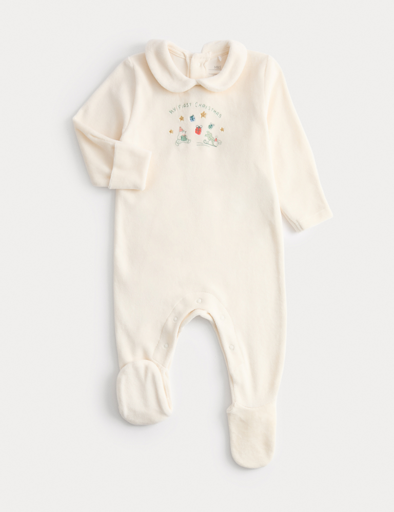 My First Christmas Velour Sleepsuit (0-12 Mths)