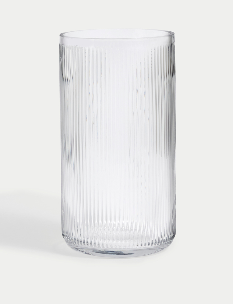 Ribbed Glass Cylinder Vase