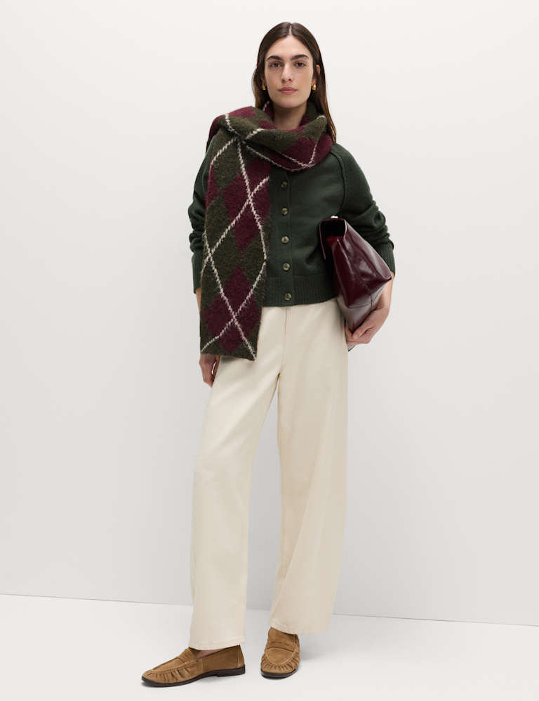 Lambswool Blend Crew Neck Cardigan