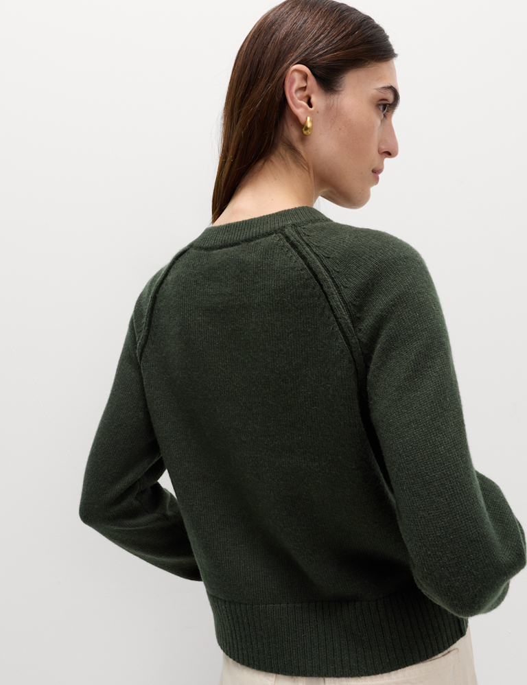 Lambswool Blend Crew Neck Cardigan