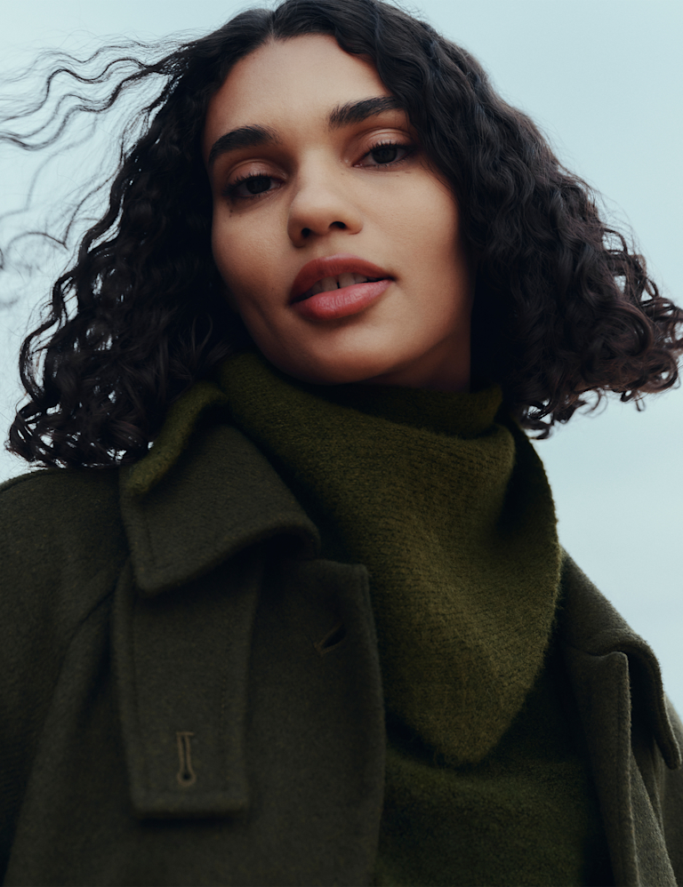 Wool Blend Textured Funnel Neck Jumper