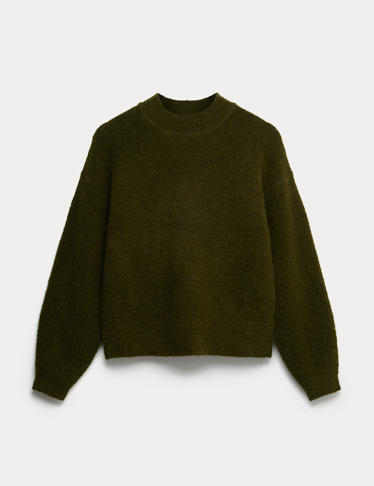 Wool Blend Textured Funnel Neck Jumper